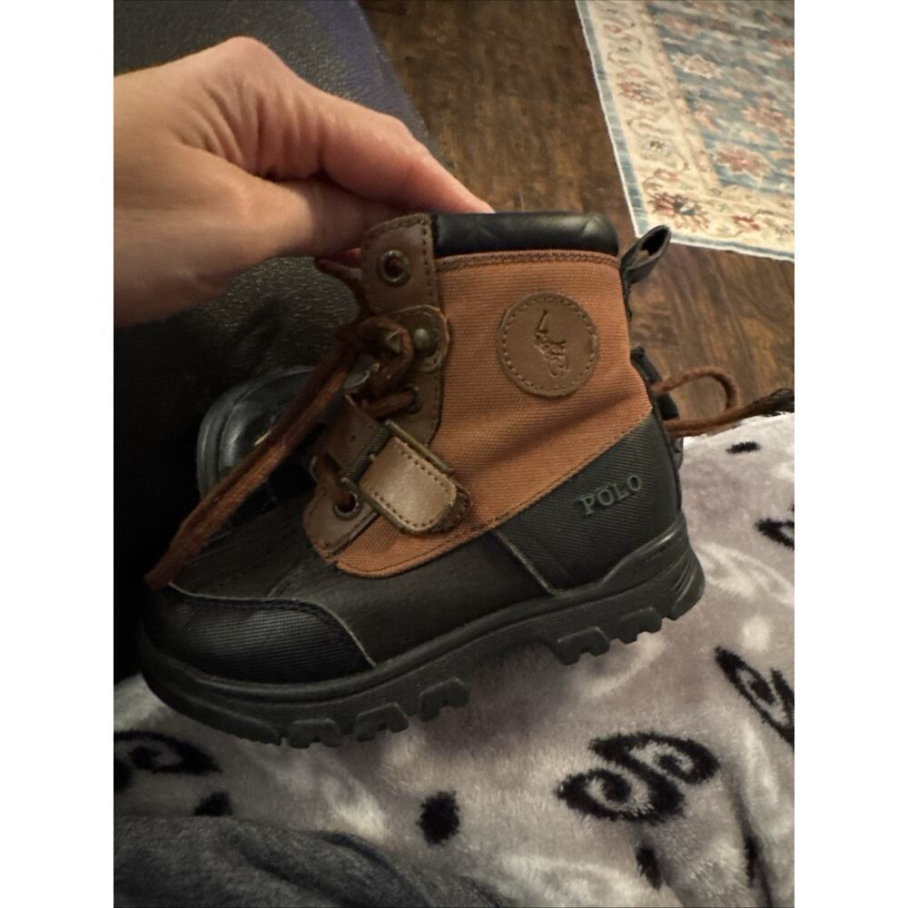 Polo Ralph Lauren Boots Toddler's Colbey Mid II Brown Faux Leather Boy’s Size 9 - Picture 9 of 10